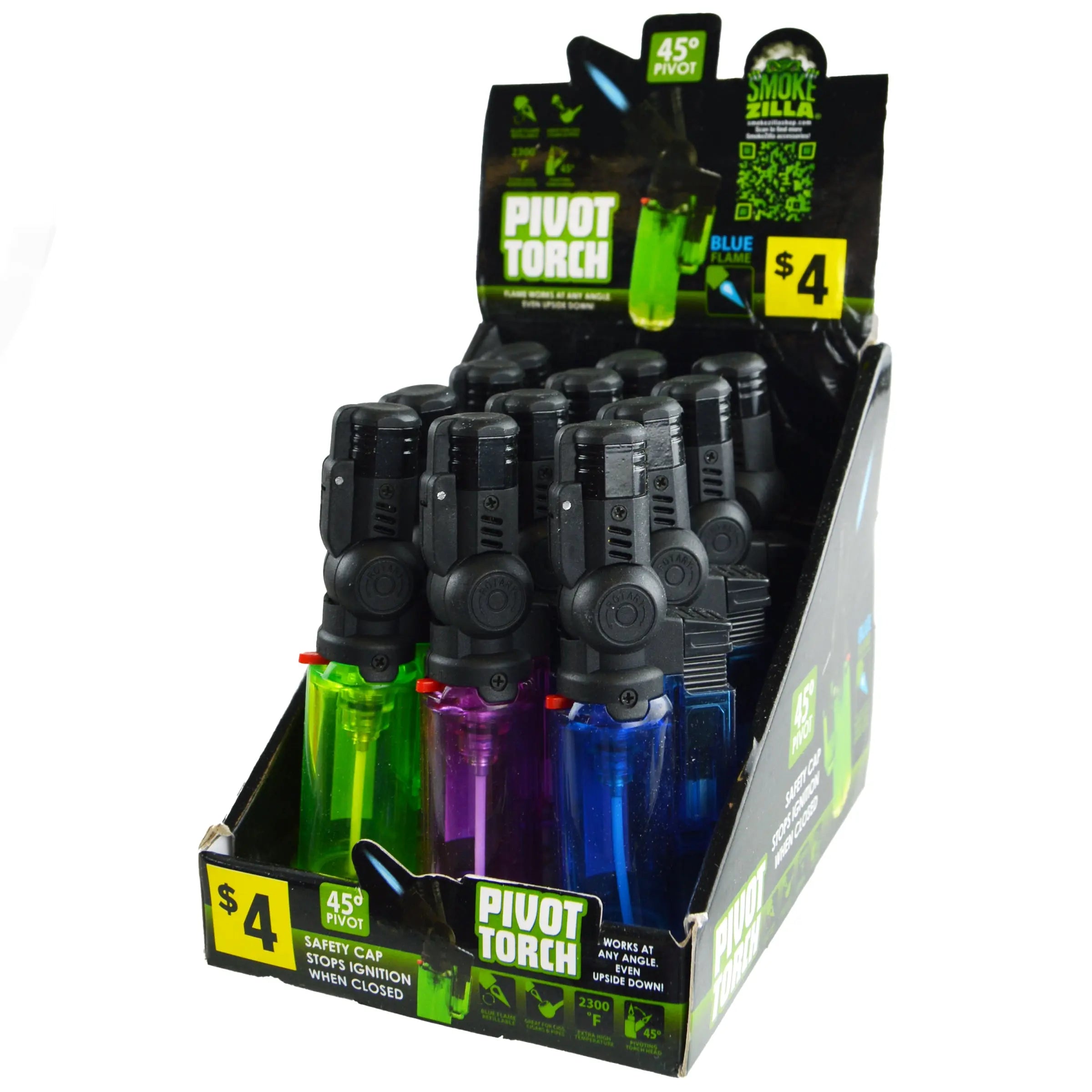 Pivot Head Torch Lighter - 12 Pieces Per Retail Ready Display 40348 ...
