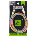 Charging Cable Rainbow USB to Lightning 3FT 2 Amp- 20 Pieces Per Pack 41317
