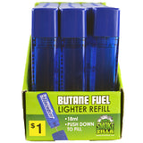 18ML Torch Blue Bulk Butane Refill- 18 Pieces Per Retail Ready Display 41394
