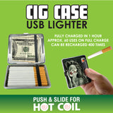 Cigarette Case with USB Coil Lighter- 6 Pieces Per Retail Ready Display 41457