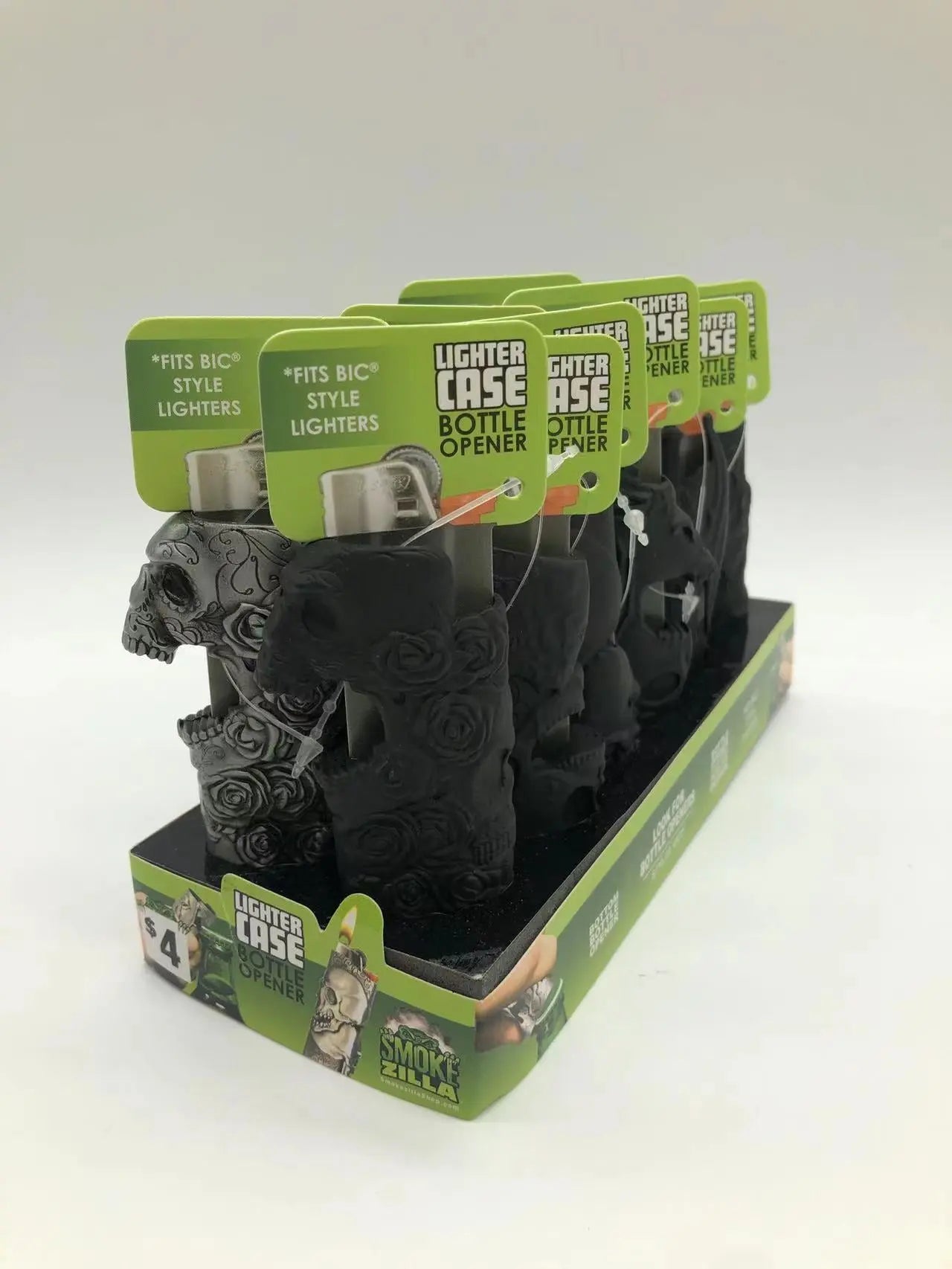 Metal Mystic Lighter Case with Bottle Opener Assortment - 12 Pieces Per Retail Ready Display 41491 SMOKEZILLA
