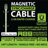 WHOLESALE 10FT MAGNETIC CABLE VARIETY 6 PIECES PER PACK 88414