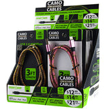 Charging Cable Camo Assortment 3FT - 12 Pieces Per Retail Ready Display 88319