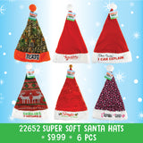 Christmas Santa Winter Hat- 6 Pieces Per Pack 22652