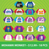 Plush Mohawk Monkey Assortment Floor Display- 24 Pieces Per Retail Ready Display 88343