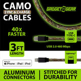 WHOLESALE 3FT CAMO CABLE VARIETY 12 PIECES PER DISPLAY 88457