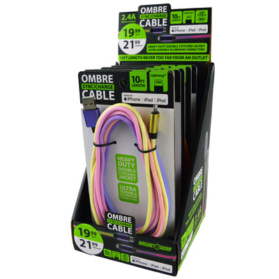 ITEM NUMBER 088355 10FT COLOR FADE OMBRÉ CABLE VARIETY 6 PIECES PER DISPLAY