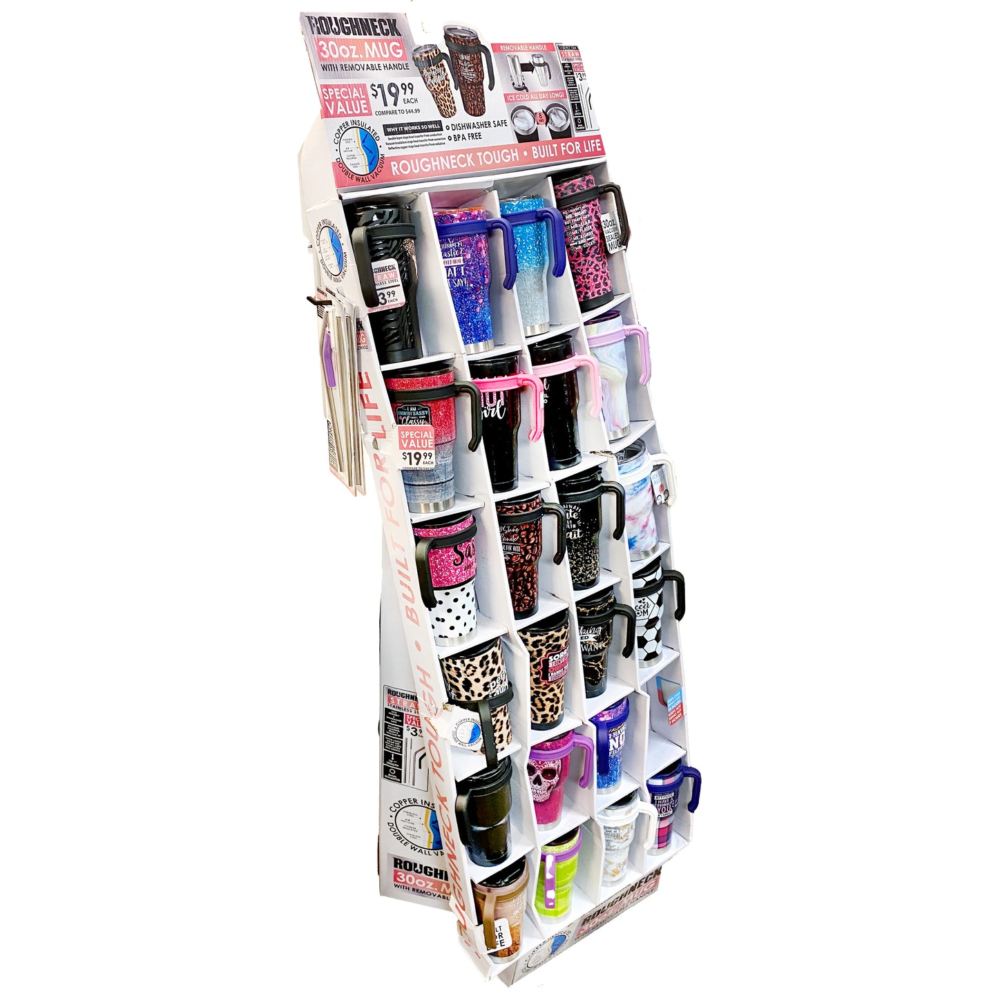 ITEM NUMBER 088360 30OZ ROUGHNECK HANDLE CUP FLOOR DISPLAY KIT 36 PIECES PER DISPLAY