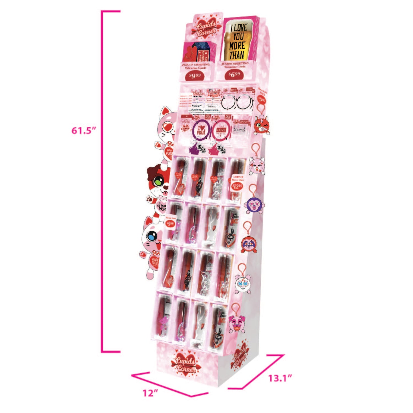 ITEM NUMBER 088365 VDAY GLASS FLOOR DISPLAY 72 PIECES PER DISPLAY