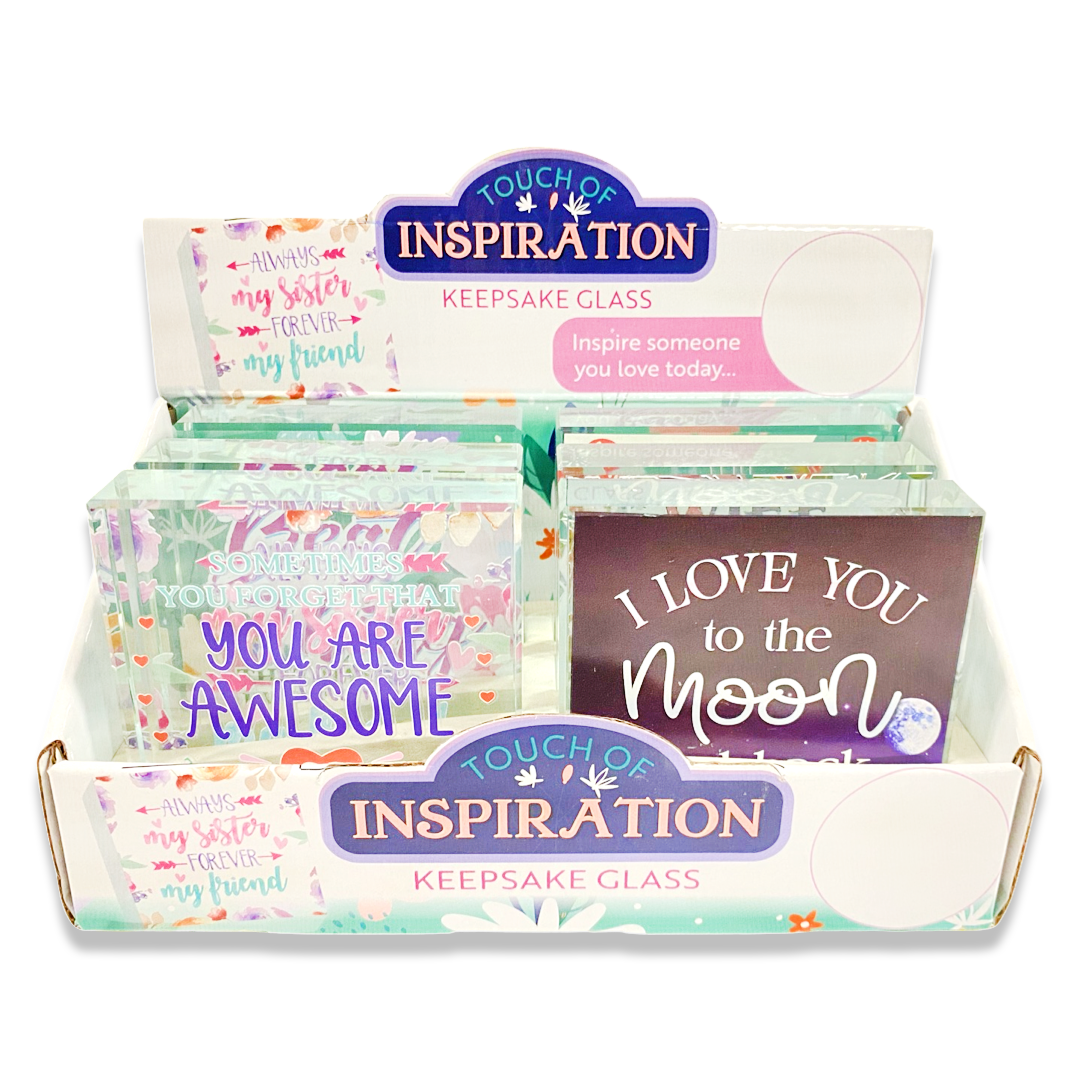 ITEM NUMBER 023574 INSPIRATIONAL GLASS KEEPSAKE 6 PIECES PER DISPLAY