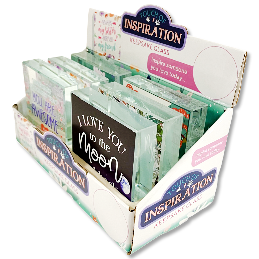 ITEM NUMBER 023574 INSPIRATIONAL GLASS KEEPSAKE 6 PIECES PER DISPLAY