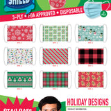 WHOLESALE CHILD 3 PLY CHRISTMAS FACE COVER 24 PIECES PER DISPLAY KP4178