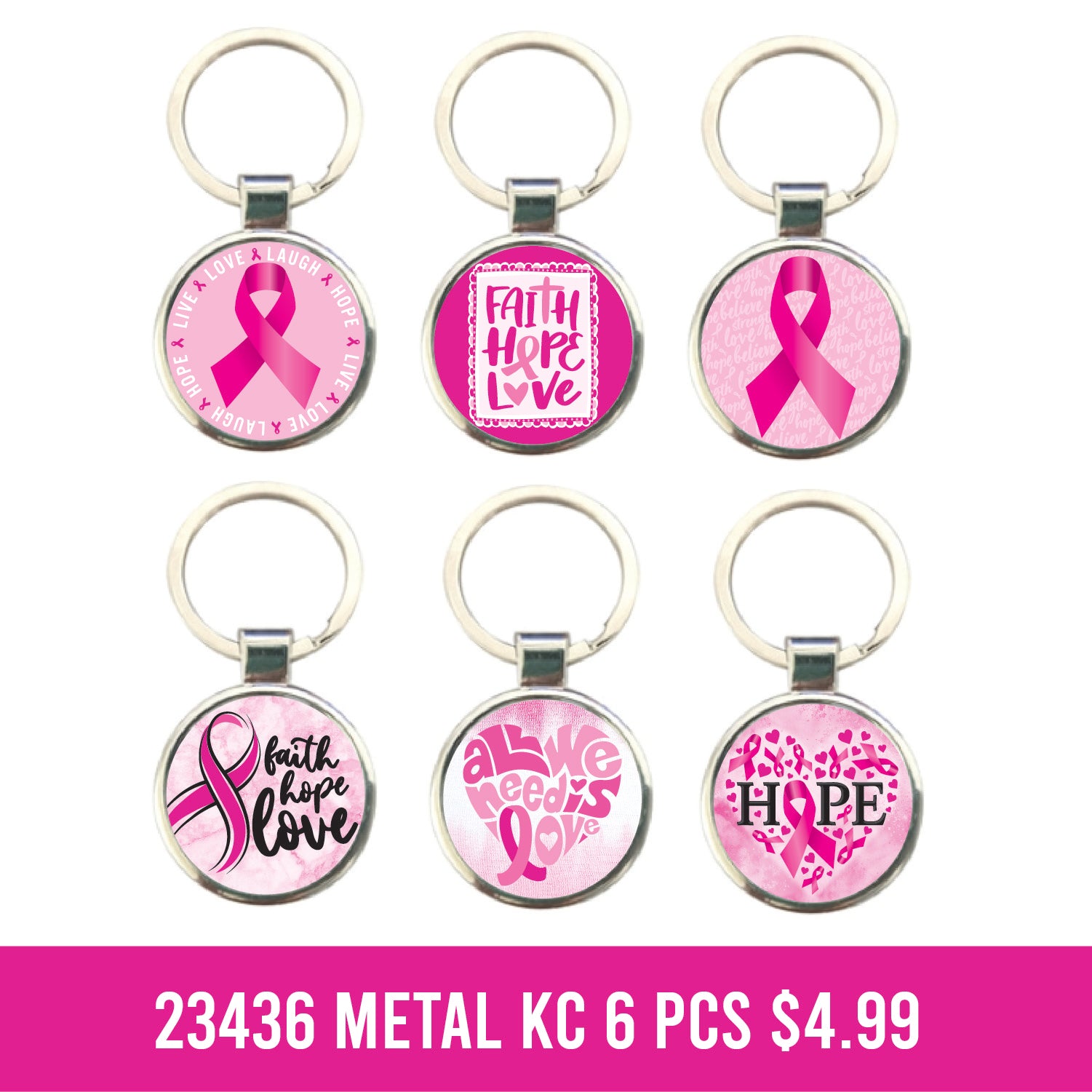 Keychain – Pink Glitter Circle – A Pampered Place