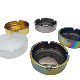 Round Glass Metal Plated Ashtray- 5 Pieces Per Retail Ready Display 41466