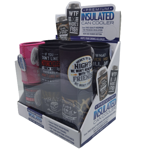 ITEM NUMBER 023134 5MM CAN COOLER 12 PIECES PER DISPLAY