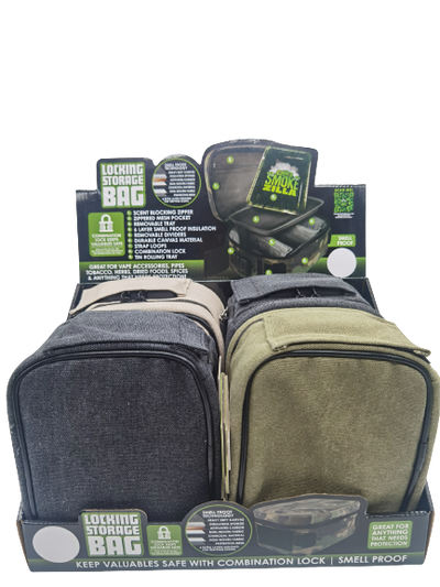 ITEM NUMBER 022150 CANVAS LOCKING BAG WITH TRAY 4 PIECES PER DISPLAY
