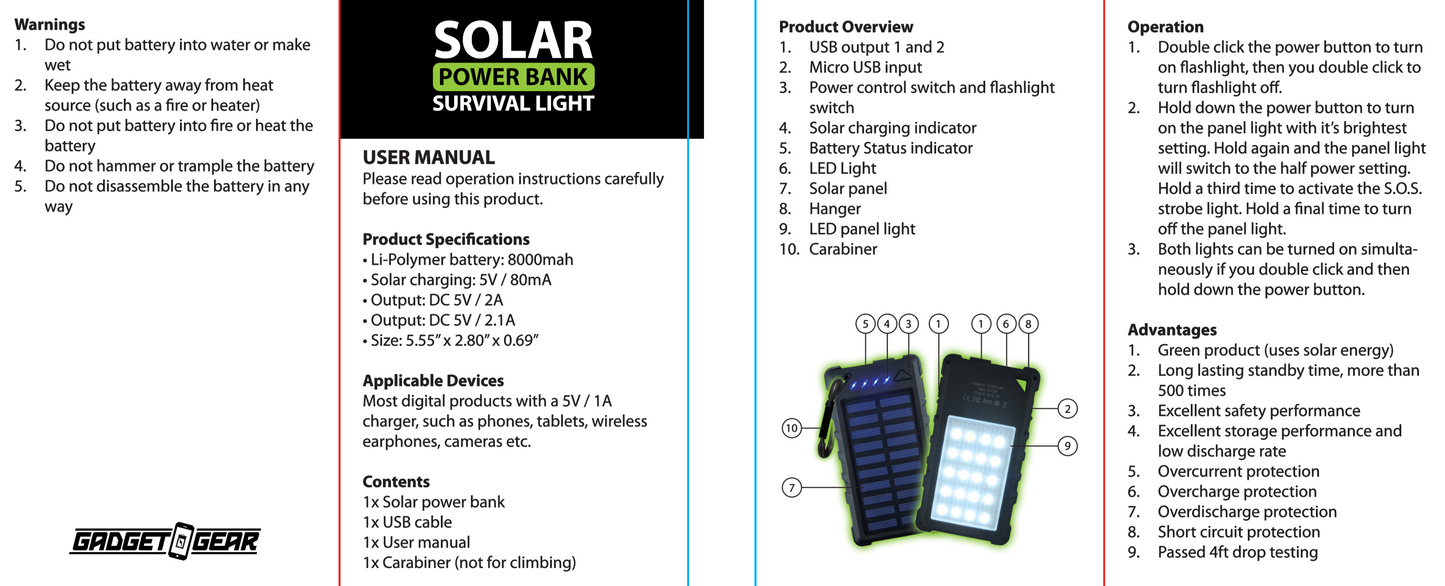 ITEM NUMBER 023517 LED SOLAR POWER BANK 4 PIECES PER DISPLAY