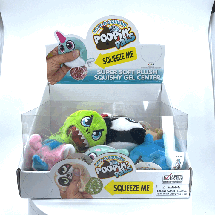Squish and Squeeze Poopin' Pals Plush - 12 Pieces Per Retail Ready Display 24889 KIPP BROTHERS